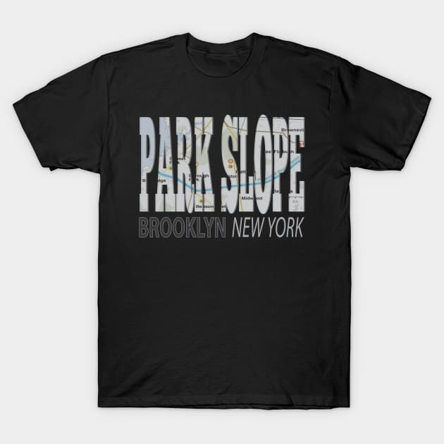 Fun Cool Park Slope Brooklyn New York with Subway Map T-Shirt by Envision Styles